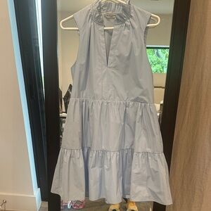 Amanda Uprichard Sleeveless Tiered Light Blue Ruffle Neck Dress